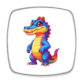 Crocodile Colorful Kawaii Cartoon Character Animal - Square fridge magnet - white - Front