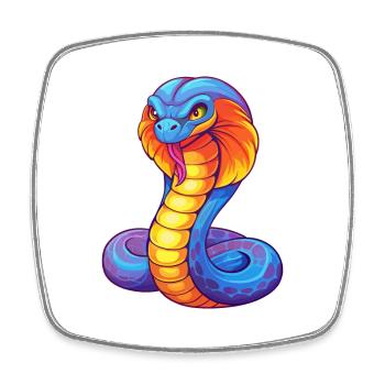 Cobra Colorful Kawaii Cartoon Character Clipart - Square fridge magnet - white - Front
