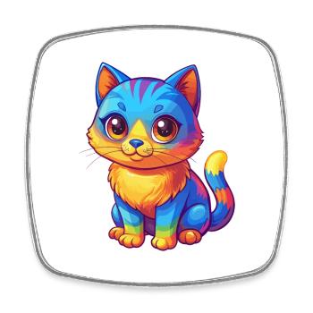 Cat Colorful Kawaii Cartoon Character Clipart - Square fridge magnet - white - Front