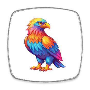 Eagle Colorful Kawaii Cartoon Character Clipart - Square fridge magnet - white - Front