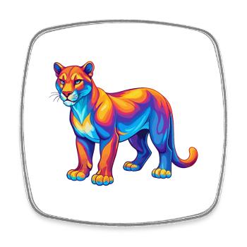 Cougar Colorful Kawaii Cartoon Character Clipart - Square fridge magnet - white - Front