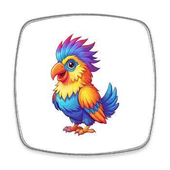 Cockatoo Colorful Kawaii Cartoon Character Clipart - Square fridge magnet - white - Front
