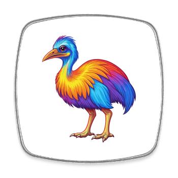 Cassowary Colorful Kawaii Cartoon Character Animal - Square fridge magnet - white - Front