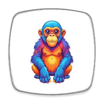 Bonobo Colorful Kawaii Cartoon Character Clipart - Square fridge magnet - white - Front
