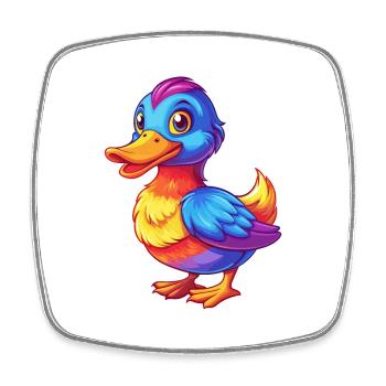 Duck Colorful Kawaii Cartoon Character Clipart - Square fridge magnet - white - Front