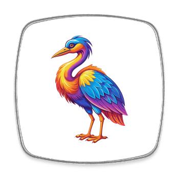 grue coloré kawaii dessin animé personnage clipart - Magnet carré - blanc - Devant