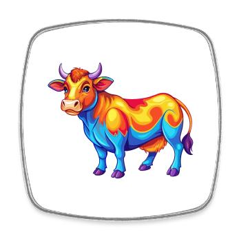 Kuh Bunte Kawaii Cartoon Figur Clipart - Viereckiger Kühlschrankmagnet - Weiß - Vorne