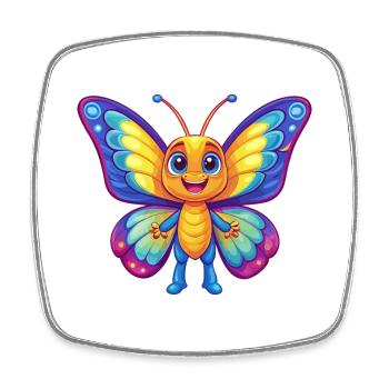 papillon coloré kawaii personnage de dessin animé animal - Magnet carré - blanc - Devant
