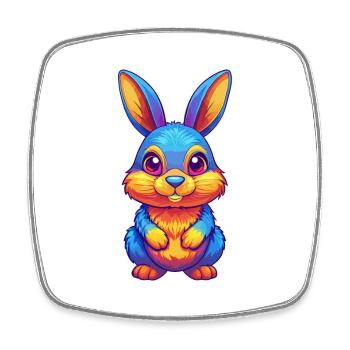 Hase Bunte Kawaii Cartoon Figur Clipart - Viereckiger Kühlschrankmagnet - Weiß - Vorne