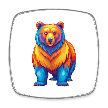 Bear Colorful Kawaii Cartoon Character Clipart - Square fridge magnet - white - Front