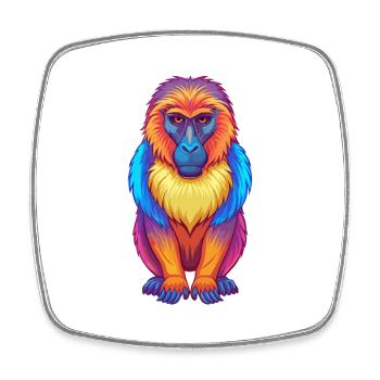 Babouin coloré Kawaii Dessin animé Personnage Clipart - Magnet carré - blanc - Devant