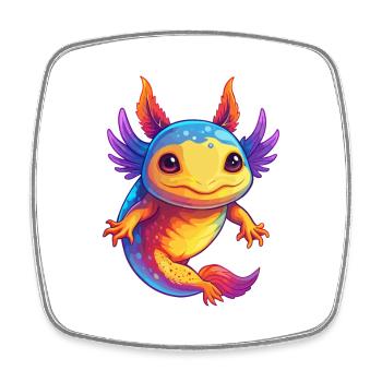 axolotl coloré Kawaii Dessin animé Personnage Clipart - Magnet carré - blanc - Devant