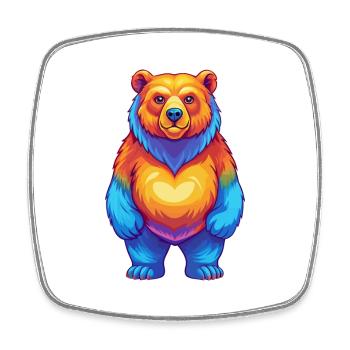 Bear Colorful Kawaii Cartoon Character Clipart - Square fridge magnet - white - Front