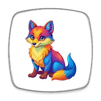 Renard arctique Personnage de dessin animé kawaii coloré - Magnet carré - blanc - Devant