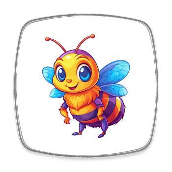Bee Colorful Kawaii Cartoon Character Clipart - Square fridge magnet - white - Front