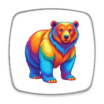 Bear Colorful Kawaii Cartoon Character Clipart - Square fridge magnet - white - Front