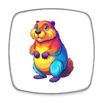Biber Bunte Kawaii Cartoon Figur Clipart - Viereckiger Kühlschrankmagnet - Weiß - Vorne