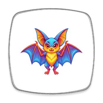 Chauve-souris coloré Kawaii dessin animé Personnage Clipart - Magnet carré - blanc - Devant