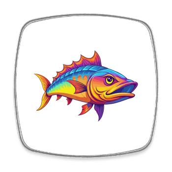 Barracuda Coloré Kawaii Dessin Animé Personnage Animal - Magnet carré - blanc - Devant
