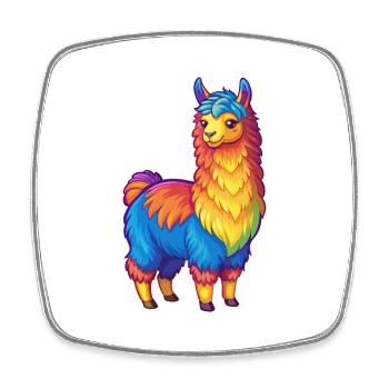 Alpaca Colorful Kawaii Cartoon Character Clipart - Square fridge magnet - white - Front