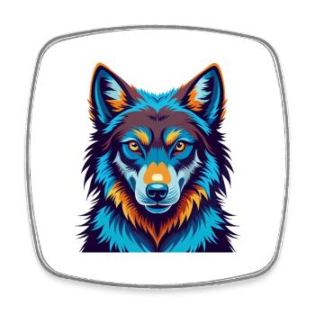 Wolf Colorful Kawaii Cartoon Character Clipart - Square fridge magnet - white - Front