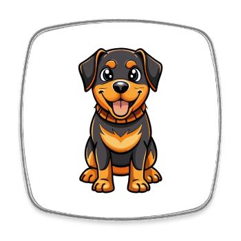 Rottweiler Dog Cartoon Character Kawaii Clipart - Square fridge magnet - white - Front