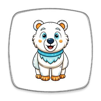 ours polaire mignon personnage de dessin animé Kawaii Clipart - Magnet carré - blanc - Devant