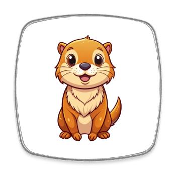 loutre mignon personnage de dessin animé Kawaii Clipart - Magnet carré - blanc - Devant