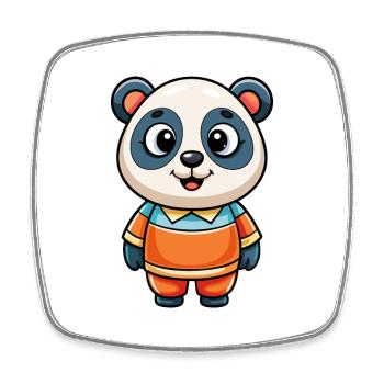 Panda Cute Cartoon Character Kawaii Clipart - Square fridge magnet - white - Front