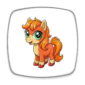 poney mignon personnage de dessin animé Kawaii Clipart - Magnet carré - blanc - Devant