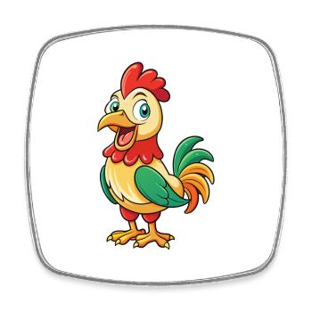 Hahn Niedliche Zeichentrickfigur Kawaii Clipart - Viereckiger Kühlschrankmagnet - Weiß - Vorne