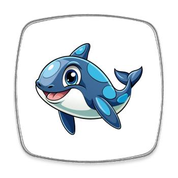Orque Mignon Personnage De Dessin Animé Kawaii Clipart - Magnet carré - blanc - Devant