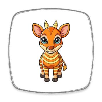 Okapi Niedliche Zeichentrickfigur Kawaii Clipart - Viereckiger Kühlschrankmagnet - Weiß - Vorne
