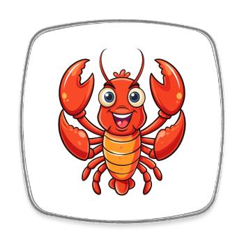 homard mignon personnage de dessin animé kawaii clipart - Magnet carré - blanc - Devant