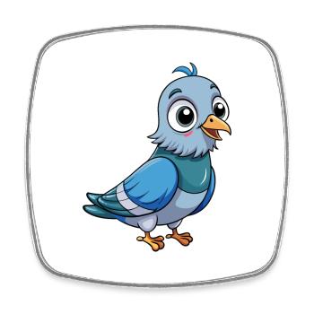 Taube Niedliche Zeichentrickfigur Kawaii Clipart - Viereckiger Kühlschrankmagnet - Weiß - Vorne