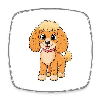 Caniche chien mignon personnage de dessin animé Kawaii Clipart - Magnet carré - blanc - Devant