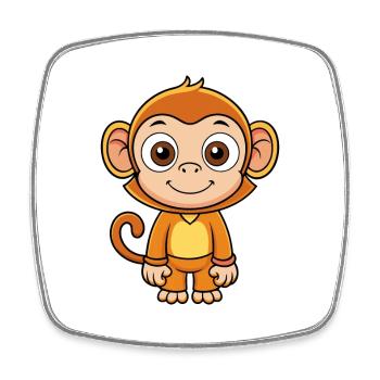 Monkey Cute Cartoon Character Kawaii Clipart - Square fridge magnet - white - Front