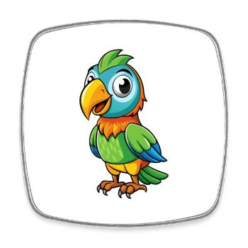 Parrot Cute Cartoon Character Kawaii Clipart - Square fridge magnet - white - Front