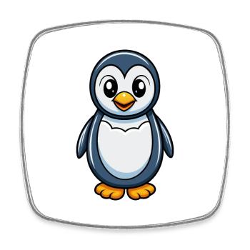 Pingouin Mignon Personnage De Dessin Animé Kawaii Clipart - Magnet carré - blanc - Devant