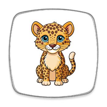 Léopard Mignon Personnage De Dessin Animé Kawaii Clipart - Magnet carré - blanc - Devant