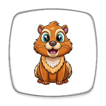 Marmot Cute Cartoon Character Kawaii Clipart - Square fridge magnet - white - Front