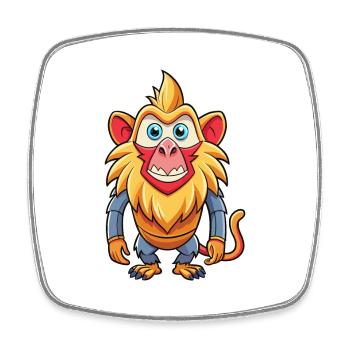 Mandrill Mignon Personnage De Dessin Animé Kawaii Clipart - Magnet carré - blanc - Devant
