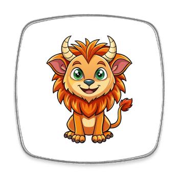 Manticore Mignon Dessin Animé Personnage Kawaii Clipart - Magnet carré - blanc - Devant