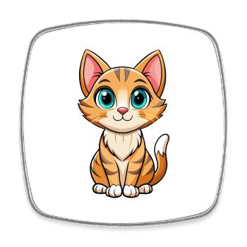 Kitten Cute Cartoon Character Kawaii Clipart - Square fridge magnet - white - Front