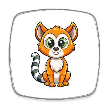 Lemur Cute Cartoon Character Kawaii Clipart - Square fridge magnet - white - Front