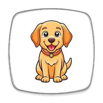 Labrador Retriever Hund Cartoon Kawaii Clipart - Viereckiger Kühlschrankmagnet - Weiß - Vorne