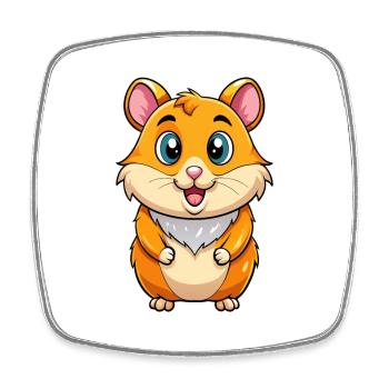 Hamster Niedliche Zeichentrickfigur Kawaii Clipart - Viereckiger Kühlschrankmagnet - Weiß - Vorne