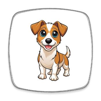 Jack Russell Terrier Hund Cartoon Kawaii Clipart - Viereckiger Kühlschrankmagnet - Weiß - Vorne