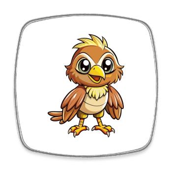 Falke Niedliche Zeichentrickfigur Kawaii Clipart - Viereckiger Kühlschrankmagnet - Weiß - Vorne