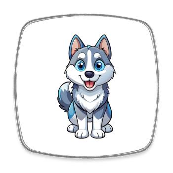 Husky chien mignon personnage de dessin animé Kawaii Clipart - Magnet carré - blanc - Devant